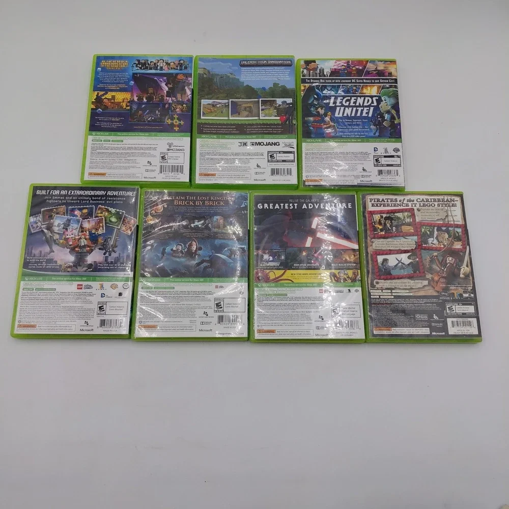 Xbox 360 Game Lot 7 Minecraft LEGO Batman Pirates Hobbit Star Wars Family Fun